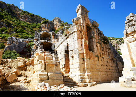 Le rovine in anfiteatro di Myra, Turchia Foto Stock