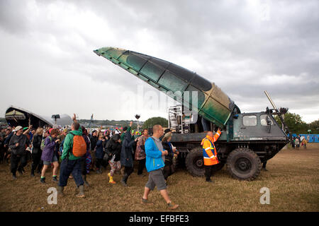 Il 27 giugno 2014. Il campo di Arcadia venerdì al festival di Glastonbury. Foto Stock