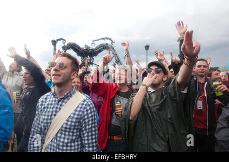 Il 27 giugno 2014. Il campo di Arcadia venerdì al festival di Glastonbury. Foto Stock