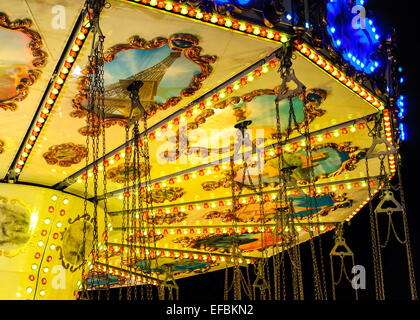 Close up merry-go-round a Londra Winter Wonderland. Foto Stock