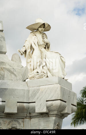 Cuba Avana vecchia vieja Necropoli de Colon città cimitero 1860 dettaglio Monumento a los Bomberos monumento per i vigili del fuoco 25 morti fire 1890 Foto Stock