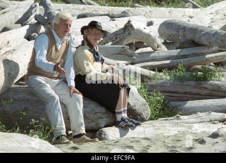 Il Presidente tedesco Richard von Weizsäcker e sua moglie Marianne il 21 settembre 1990 nell'isola di Vancouver (Canada). Foto Stock