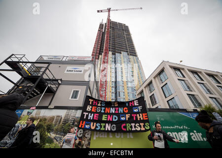 Londra, Regno Unito. Jan 31, 2015. Marzo per abitazioni e alloggi diritti Credito: Guy Corbishley/Alamy Live News Foto Stock