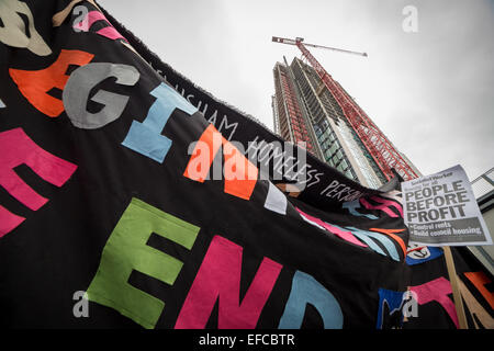 Londra, Regno Unito. Jan 31, 2015. Marzo per abitazioni e alloggi diritti Credito: Guy Corbishley/Alamy Live News Foto Stock