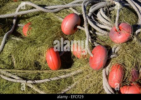 Chiudere l immagine di reti da pesca, galleggianti e funi Foto Stock