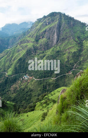 Vista di Adam's Peak come visto dalla parte superiore del piccolo Adam's Peak. Lo scenario verde.Adam's Peak.Strada per Ella.Hill,mount,mountain.Ella Gap. Foto Stock