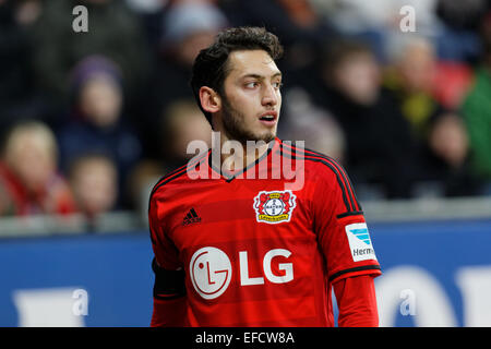 Leverkusen, Germania Jan 31, 2015, calcio, Bayer Leverkusen vs Borussia Dortmund: Hakan Calhanoglu (Leverkusen). Foto Stock