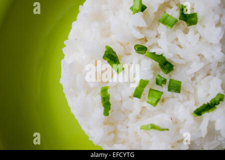 Farinata di Riso pudding sulla piastra verde Foto Stock