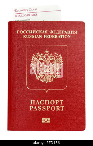 Passaporto isolato con carta d'imbarco Foto Stock