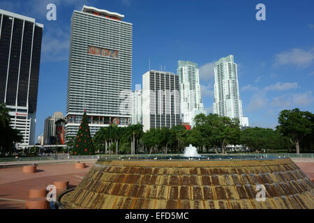 Fontana di Bayfront Park, centro cittadino di Miami, Florida, Stati Uniti d'America Foto Stock