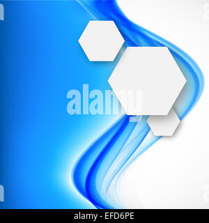 Abstract sfondo con onde blu e carta esagoni Foto Stock