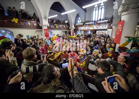 Londra, Regno Unito. Il 1° febbraio 2015. Annuale di Giuseppe Grimaldi Clown Chiesa il credito di servizio: Guy Corbishley/Alamy Live News Foto Stock