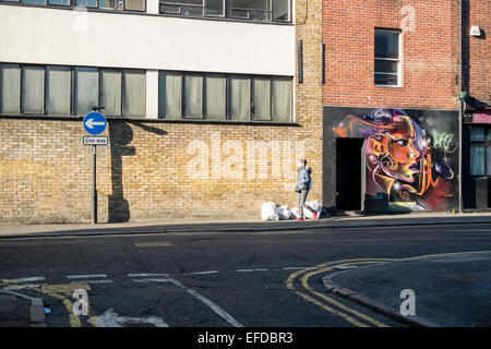 Graffiti sul muro, Hoxton Strteet, London, Regno Unito Foto Stock