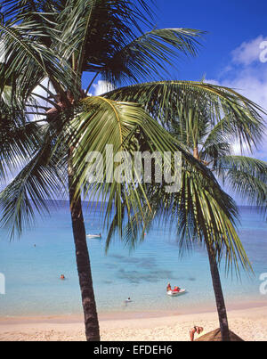 Vista della spiaggia, Tamarind Cove, Barbados, Piccole Antille, dei Caraibi Foto Stock