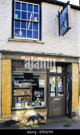Famoso omicidio e Mayhem bookshop in Hay on Wye Regno Unito specializzato in finzione del crimine Foto Stock