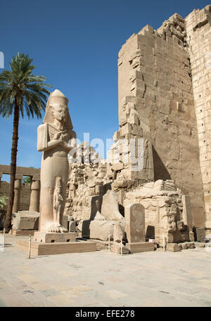 Ramses II statua del tempio di Amon-Ra a Karnak. Luxor, Egitto. Foto Stock