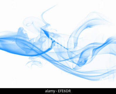 Fumo blu su bianco Foto Stock