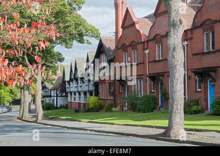 Lavoratori Case, Port Sunlight, London, Wirral, Merseyside, Regno Unito Foto Stock
