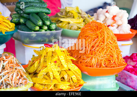 Varie coreano verdure sottaceto in background Foto Stock