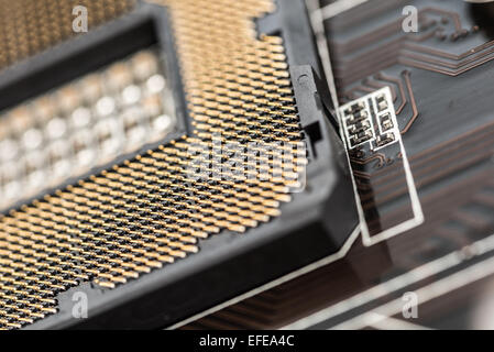 CPU socket sulla scheda madre del computer vicino fino Foto Stock