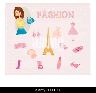 Moda di Parigi insieme Illustrazione Vettoriale