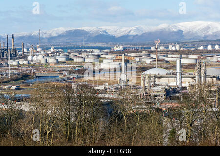 Il Grangemouth complesso petrolchimico e raffineria in Scozia visto da sud Foto Stock