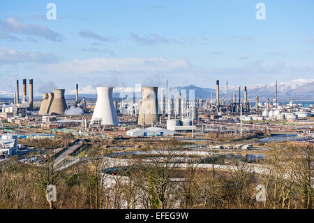 Il Grangemouth complesso petrolchimico e raffineria in Scozia visto da sud Foto Stock