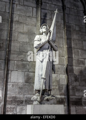 Statua di Giovanna d'arco all'interno della cattedrale di Notre Dame Foto Stock