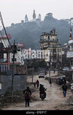 Monkey Temple in montagna, Kathmandu, Nepal Foto Stock