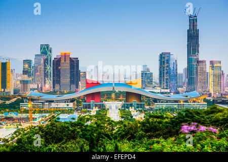 Shenzhen, Cina skyline della città nel centro civico quartiere. Foto Stock