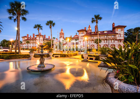 Sant'Agostino, Florida, Stati Uniti d'America townscape all'Alcazar cortile. Foto Stock