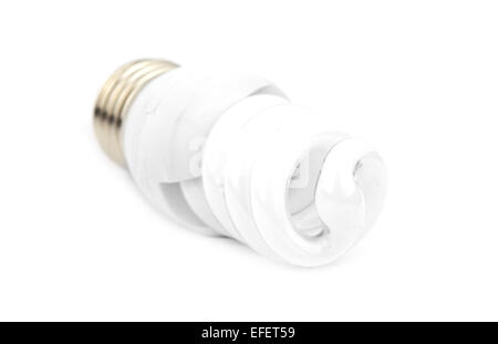 Risparmio energetico lampada fluorescente lampadina isolati su sfondo bianco Foto Stock