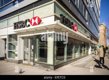 Una banca HSBC filiale a Midtown a New York domenica 25 gennaio, 2015. (© Richard B. Levine) Foto Stock