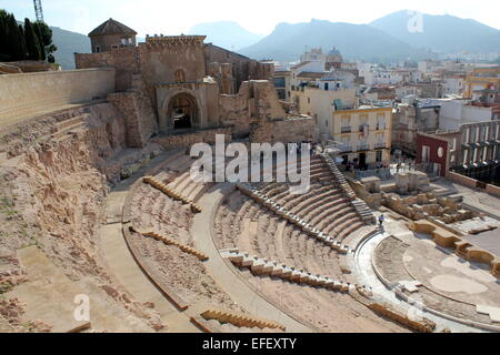Interno del vecchio teatro romano (Teatro romano) a Cartagena, Murcia, Spagna Foto Stock