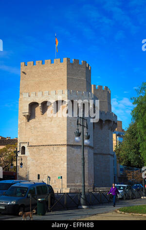 Porta de Serrans Torres de Serrans cancello per le mura medievali della città di Valencia Foto Stock