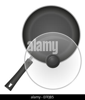 Padella con un coperchio trasparente illustrazione isolati su sfondo bianco Foto Stock