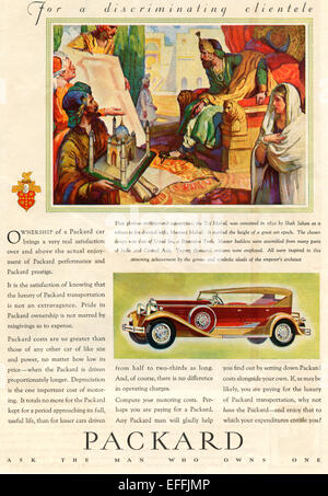 1930's American pubblicità per un Packard Automobile. Foto Stock