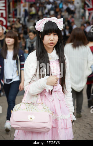 Ritratto di Cosplay girl, Takeshita St, Harajuku, Tokyo, Giappone Foto Stock
