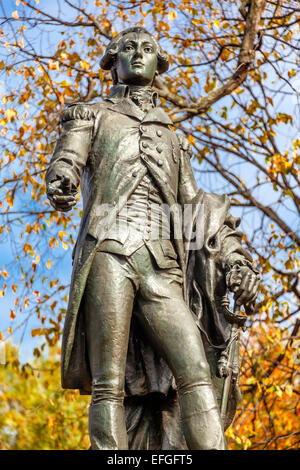 Generale Marchese de Lafayette statua Lafayette Park Autunno Washington DC. Nella rivoluzione americana generale Lafayette era un ufficiale Foto Stock