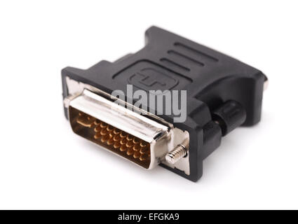 Adattatore da DVI a VGA isolato su bianco Foto Stock