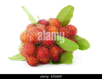 Frutti di rambutan isolato su bianco Foto Stock