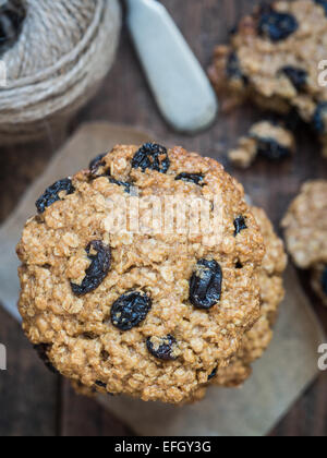 In casa integrale di farro farina di avena cookie. Foto Stock