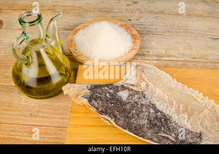 Principali ingredienti per cucinare una Mediterranea tradizionale stufato di cod Foto Stock