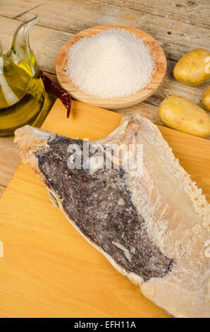 Principali ingredienti per cucinare una Mediterranea tradizionale stufato di cod Foto Stock