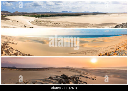 Foto montage di Boavista isola paesaggi in Capo Verde archipel Foto Stock