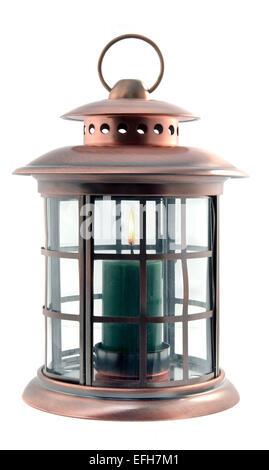 Tagliare fuori il vecchio stile lanterna con candela Foto Stock