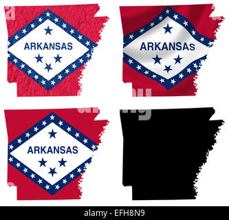 Noi Arkansas state flag su mappa Foto Stock