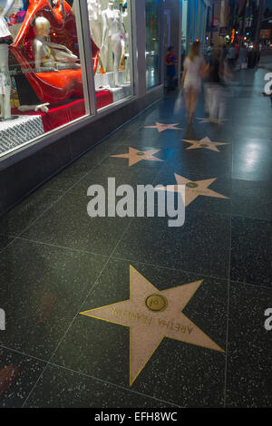 Ottone intarsiato stelle Hollywood Walk of Fame di Hollywood Boulevard Los Angeles California USA Foto Stock