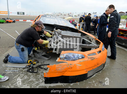 Compensazione automatica Motor Speedway racing circuito di Saskatoon, Saskatchewan, Canada. Foto Stock