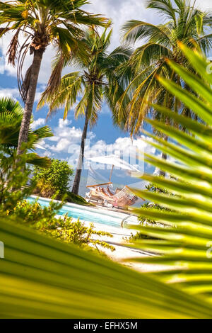 La zona della piscina all'Hotel Resort Casa Morada, Islamorada, Florida Keys, Florida, Stati Uniti d'America Foto Stock